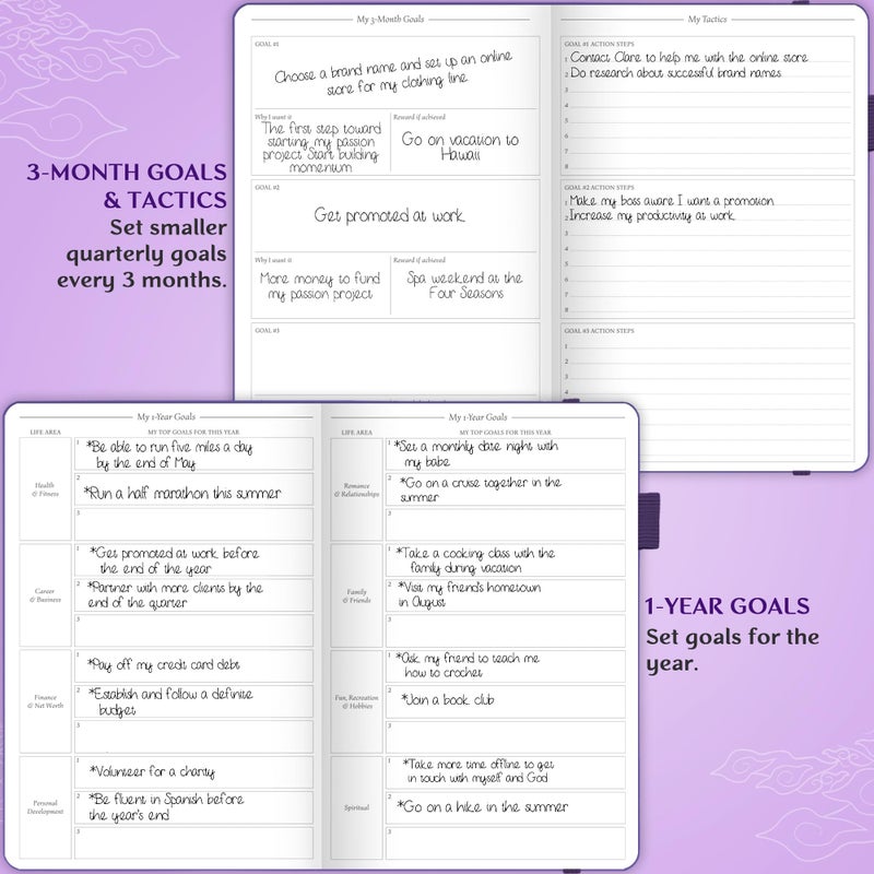 Legend Planner Hourly Schedule Edition â€“ Deluxe Weekly & Daily Organizer with Time Slots. Time Management Appointment Book Journal for Work & Personal Life, Undated, A5 Hardcover â€“ Purple, Debossed - Image 5